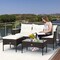 Costway 3PCS Patio Rattan Furniture Set 3-Seat Sofa Cushioned Table Garden Turqouise/Grey/Off White/Navy